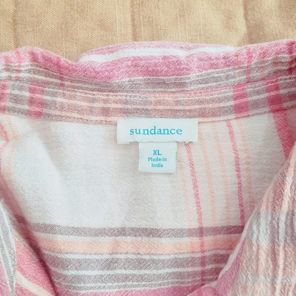 Sundance Floral Embroidered Plaid Button Down Size XL - Picture 8 of 10